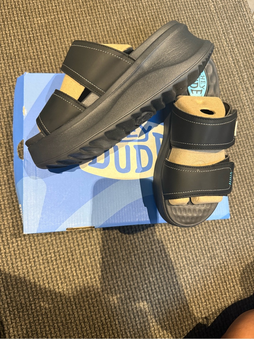Black Platform Slide Sandals - Women's Comfortable Two-Strap
